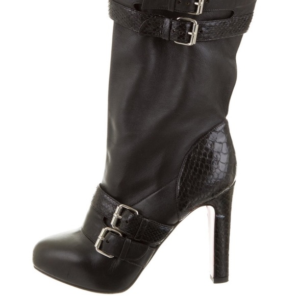 Christian Louboutins Python Leather Midcalf Boots - Picture 1 of 7